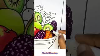 Color This Juicy Fruit Bowl from Flavor Frenzy Food Coloring Book! Get Yours Now!