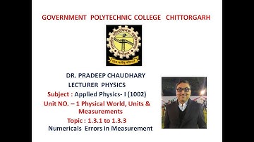 1002| UNIT-1|NUMERICALS  ERROR IN MEASUREMENT|DR. PRADEEP CHAUDHARY|LECTURER PHYSICS|GPC CHITTORGARH