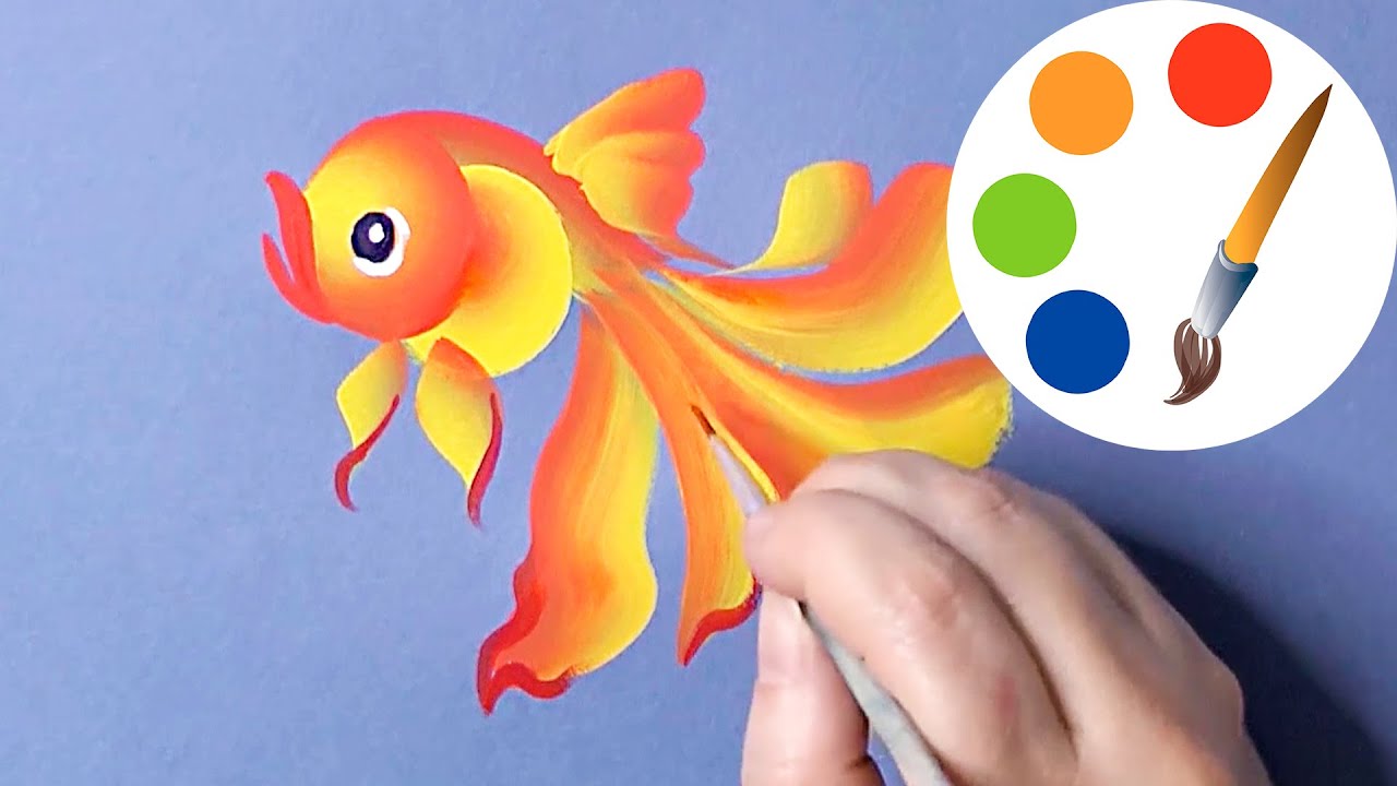 One Stroke How To Paint A Goldfish YouTube Maxresdefault