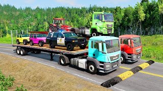 TRANSPORTING PIXAR CARS & FRUITS WITH COLORED & JOHN DEERE vs CLAAS vs TRACTORS - BeamNG.drive #962