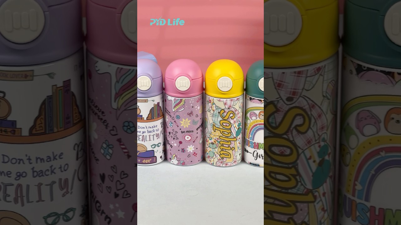 NEW 5 colors 12 OZ sublimation kids water bottles! Which one do you prefer? #pydlife #shorts
