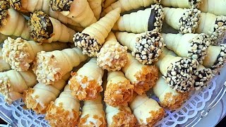 cornets aux cacahuètes et caramel salé كورني بالكوكاو و الكراميل المملح