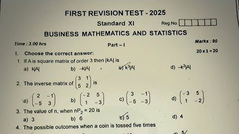 11th std business maths first revision exam question paper 2025