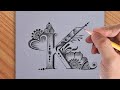 How to make beautiful k letter tattoo drawing with pencil  simple drawing of k letter