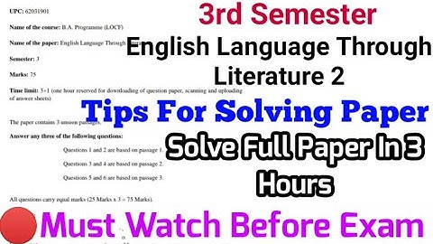 English language through literature 2 | 3rd Semester | #OBE2021 | Question Paper Discuss and Solve