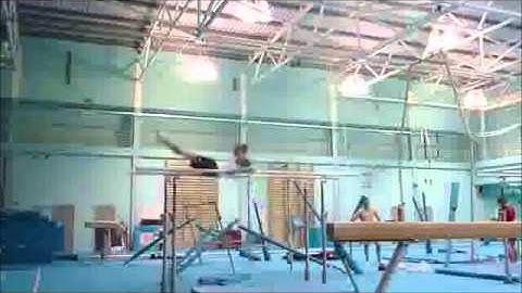 Parallel Bars Front Salto Straddle to Upper Arm Hang Gymnastics Video