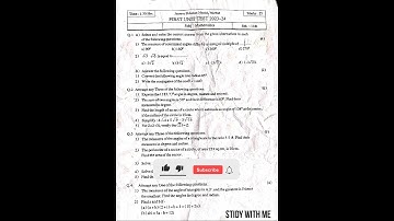 class 11th math unit test question paper || by study with me  📚✏