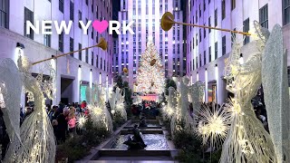 [4K]🇺🇸 Christmas in NYC🎄5th Ave/ 59th St to Rockefeller Center🌟Dinner at Armani Ristorante🍝Dec, 2021