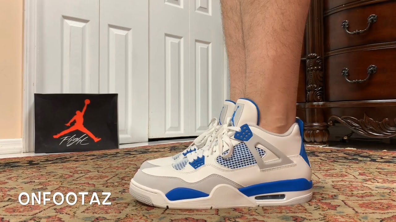 Air Jordan 4 Iv Military Blue 12 On Foot Youtube