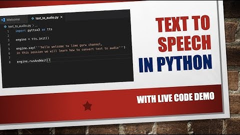 [Live Demo] Text To Speech in Python |  Python TTS Library PYTTSX3 | Convert Text To Audio In Python