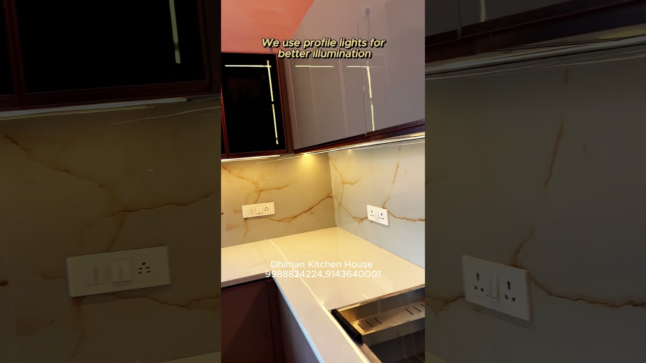 Use Profile Lights in Kitchen 🥰 #KitchenLighting #ProfileLights #interior Design