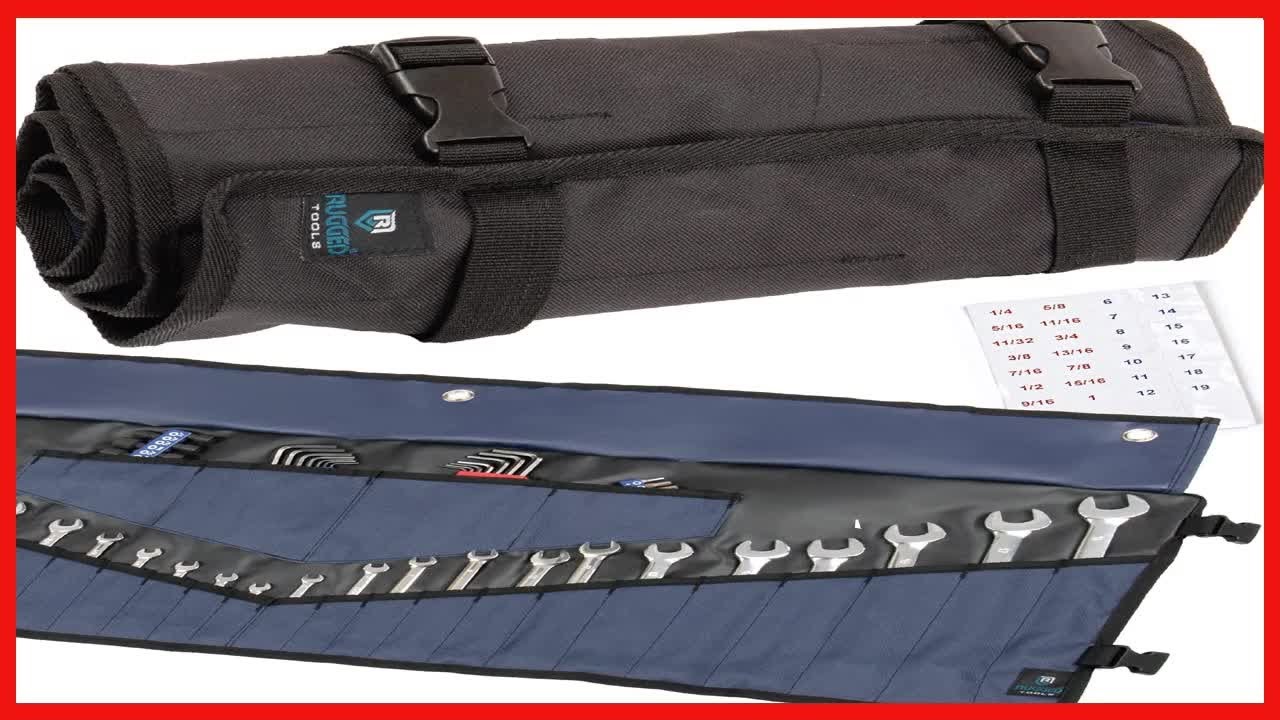 Rugged Tools Wrench Roll Up Pouch - Wrench Organizer & Tool Holder with SAE & Metric Labels
