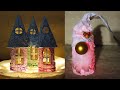 Christmas decoration ideas using cardboard paper and glass bottle diy