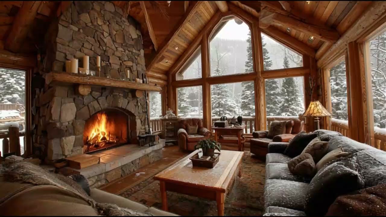 Cozy Relaxing Jazz Piano Music - Night Jazz 1920s Fireplace & Warm Winter Ambience for Deep Sleep