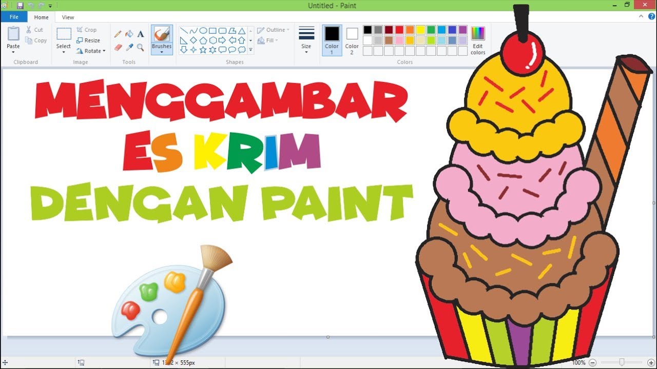 Es Krim Cara Menggambar  Es Krim dengan  Ms Paint  YouTube