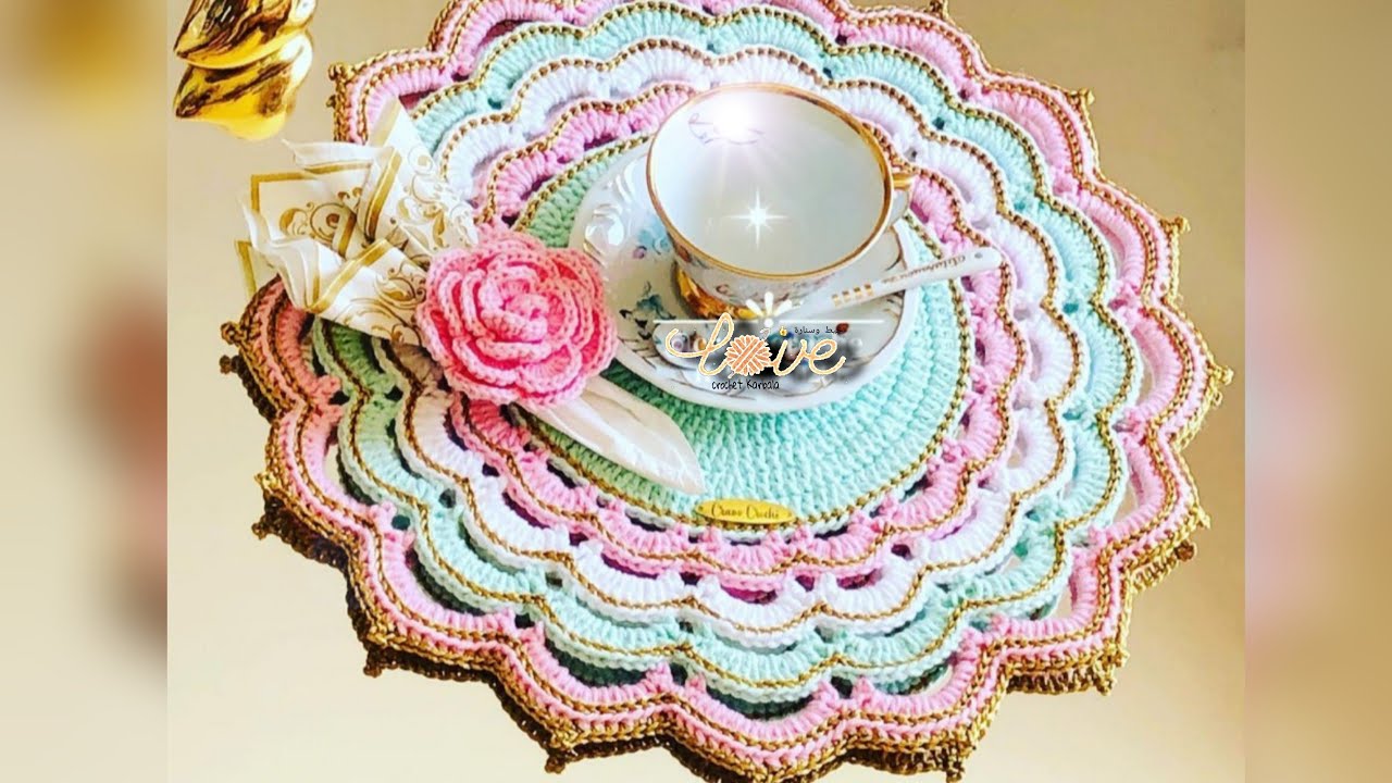 كروشيه مفرش دائري جميل وبسيط/كوستر للأطباق Crochet easy Coaster