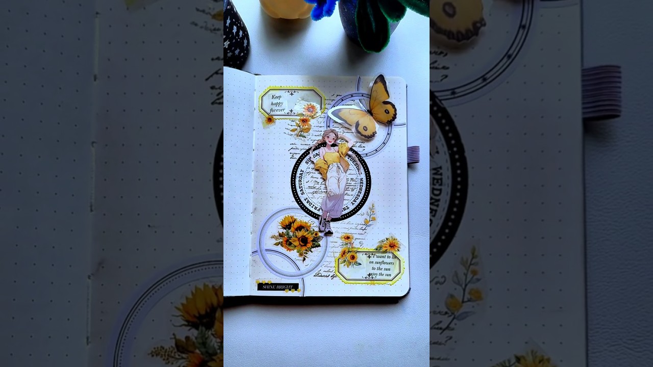 Yellow & Black Journal 🌻 | Aesthetic Sunflower Journal Spread