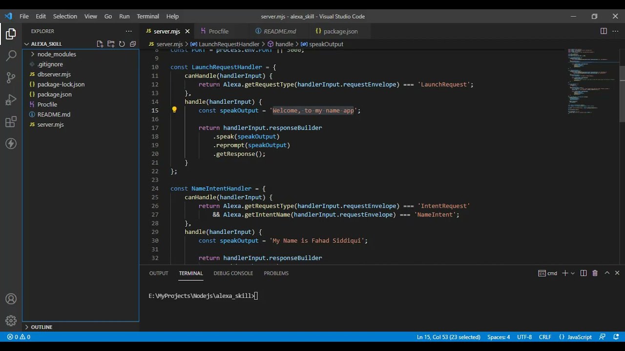 Create nodejs server deploy heroku and set url alexa skill endpoint