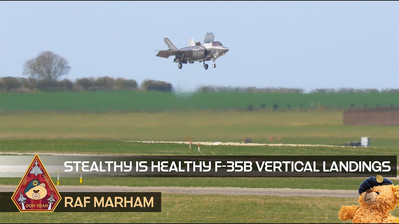 STOVL & 5TH GEN RAF MARHAM'S COOL F-35B VERTICAL LANDINGS & SHIPBORNE ROLLING VL SLOW LANDING