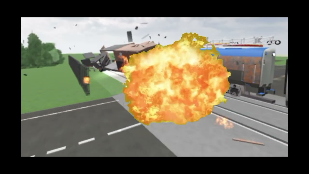 Truck gets hit with a train