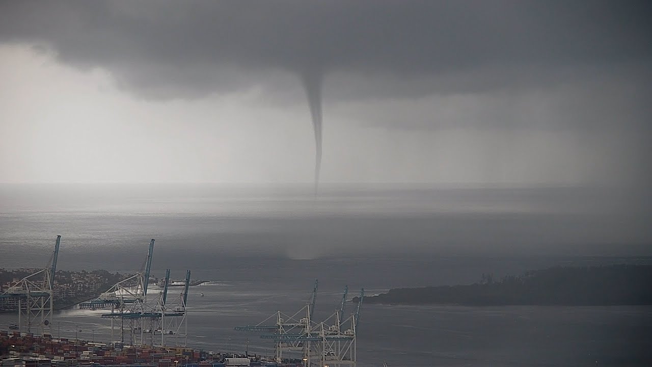 Tornadic Waterspout Comes On Shore, Port of Miami, FL - 6/29/2021 - YouTube