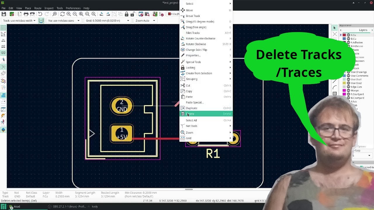 KiCad 6: Delete Tracks - YouTube