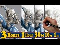 DRAWING SPIDER-MAN in 3 HOURS, 1 HOUR, 30 MINUTES, 10 MINUTES & 1 MINUTE! - UNBELIEVABLE RESULTS!
