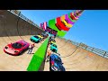 Drag racing Rainbow-Ramp Spiderman Team vs Spiderman (Toxic) Team GTA 5  mod Venom and Red Hulk