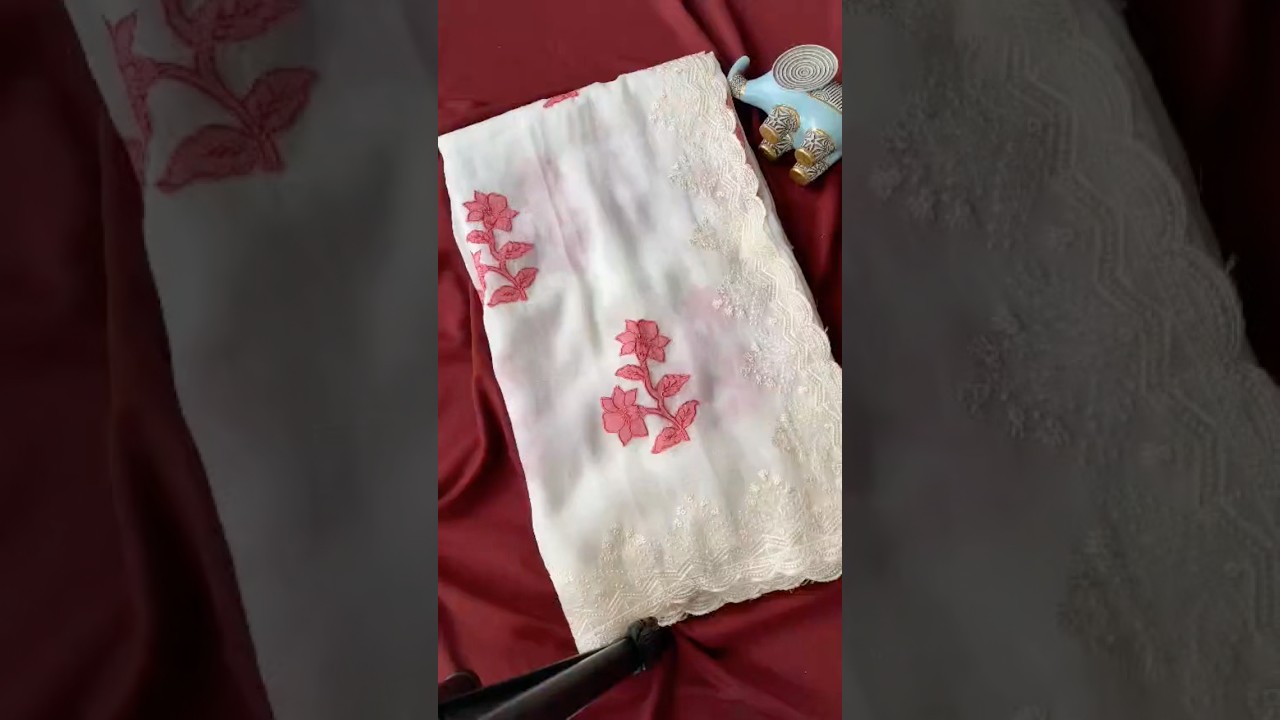 Premium Crunchy Silk Applique Work Saree