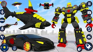 Shark Flying Robot Car Tank Transform Game 2023 - Android Gameplay screenshot 2