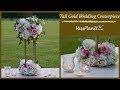 DIY Tall Geometric Gold Stand Modern Wedding Centerpiece| Tall Glam Centerpiece| DIY Tutorial