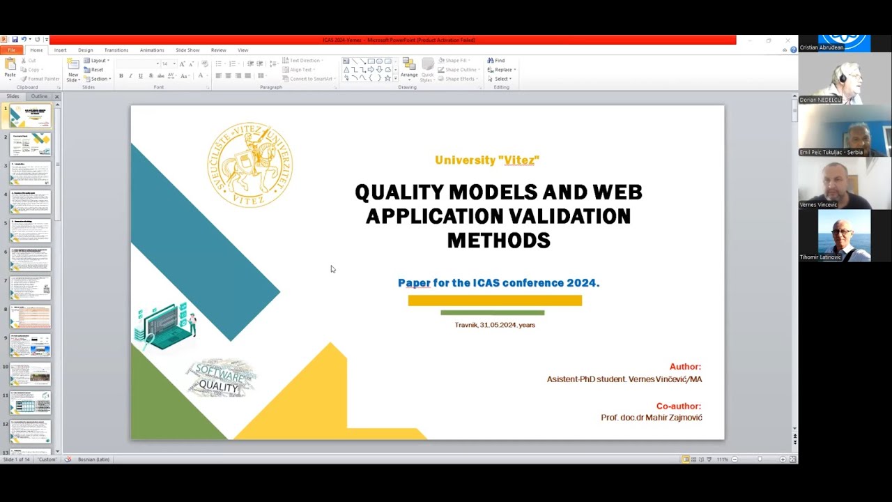 ICAS 2024 Vinčević Vernes QUALITY MODELS AND WEB APPLICATION VALIDATION ...
