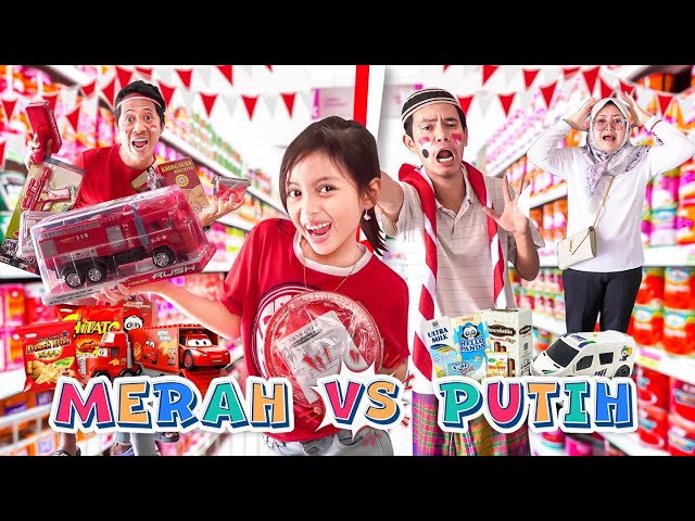 LEIKA BORONG MAKANAN SERBA WARNA MERAH PUTIH SAMPAI HABIS | CHALLENGE LOMBA 17AN class=