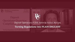 Deposit Operations-FCRA: Adverse Action Notices
