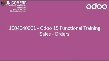 1004040001 - Odoo 15 Functional Training - Sales - Orders