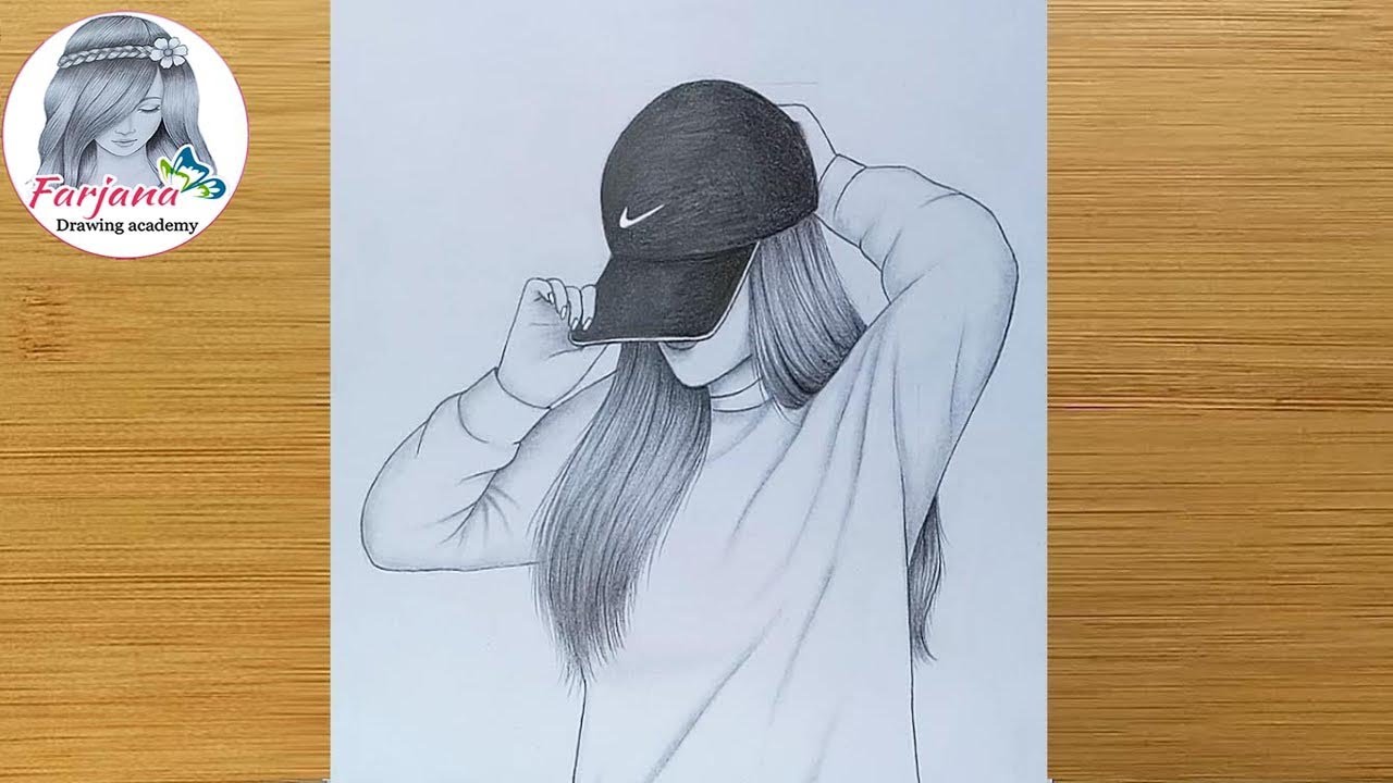 A girl with cap drawing  Hidden face drawing  Girl pencil drawing  tutorial  YouTube