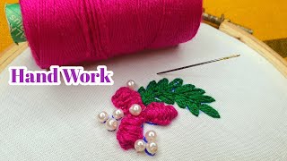 easy hand embroidery design hand work flower trick