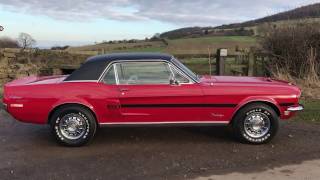 Walk around video of the extremely rare 1968 ford mustang gt/cs
california special 302-4 with c-4 select shift transmission in candy
apple red fully restored...