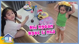 Bảo Nhi ngoan ngoãn ngồi chép kinh, Bảo Ngọc lầy lội "không chịu mặc quần" làm ba Lâm hoảng hốt