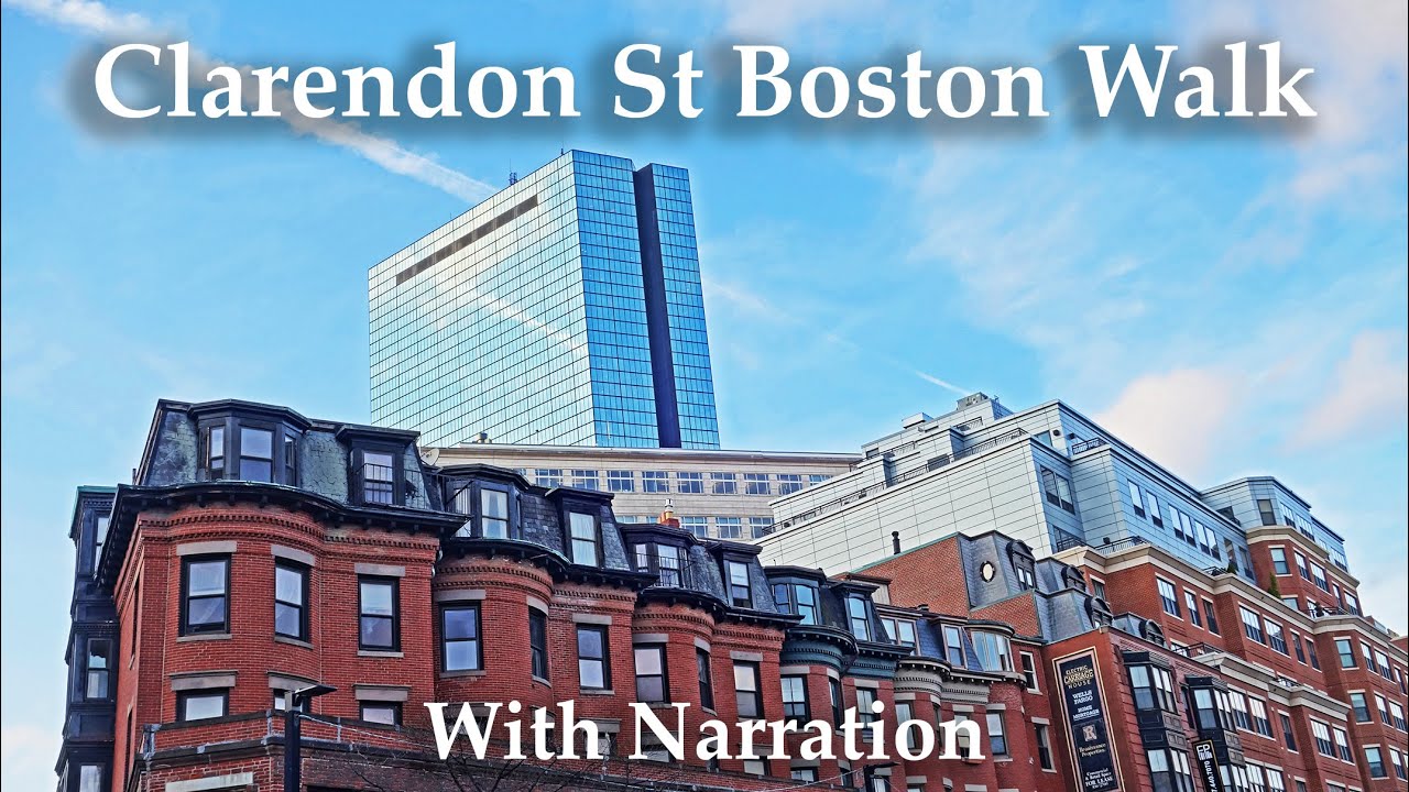 Boston MA Clarendon St South End Walking Tour. John Hancock Tower, Copley Square,Trinity Church