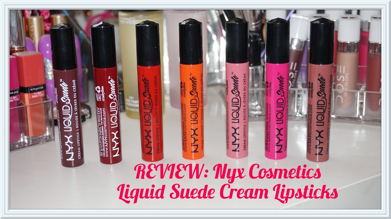 REVIEW: NEW NYX Cosmetics Liquid Suede Cream Lipsticks & lip swatches! -  YouTube