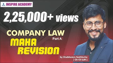 Company Law || Maha Revision || Part A || by Shubhamm Sir