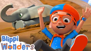 Blippi Goes Mud Sliding With Elephants 🐘 2026 Cartoons | Blippi Educational Videos for Kids