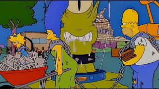 Homer kills Bill Clinton and becomes a slave to aliens