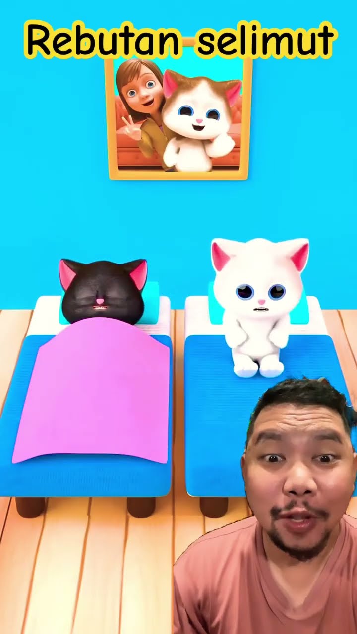 BLACKY REBUTAN SELIMUT!!!? #cat #kitten #funny #animation #shortsfeed