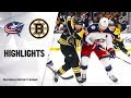 NHL Highlights | Blue Jackets @ Bruins 1/2/20