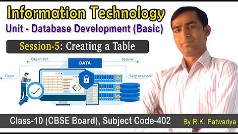 Session-5: Creating a Table, Unit- Database Development , Information Technology, Class-10