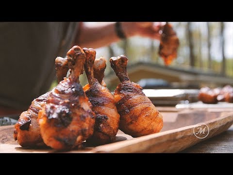 Smoked Bacon Wrapped Chicken Lollipops on the Masterbuilt Electric Smoker