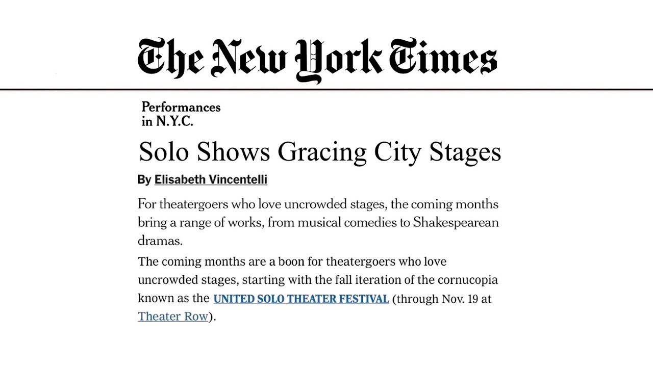 United Solo featured by The New York Times