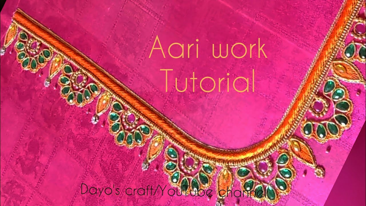 Kundhan, Aari work embroidery with contrast colours
